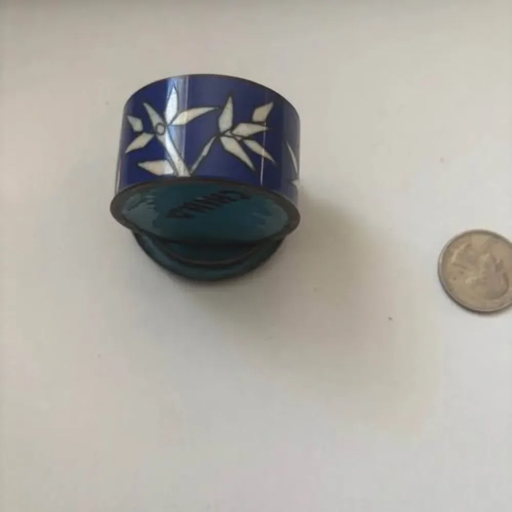 Vintage Chinese Cloisonné Enamel Trinket Box – Bamboo Design